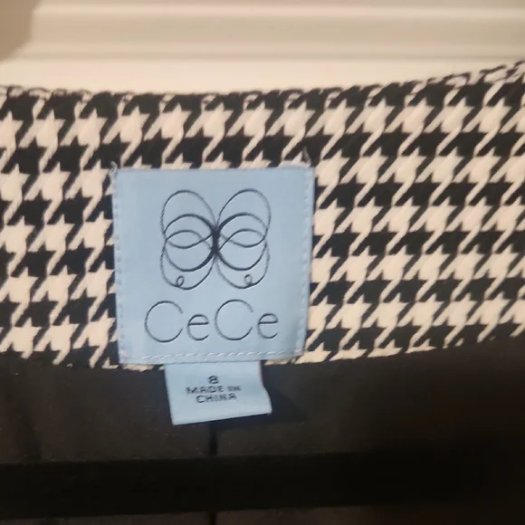 CeCe Black and White Houndstooth Midi Dress - Picture 6 of 9